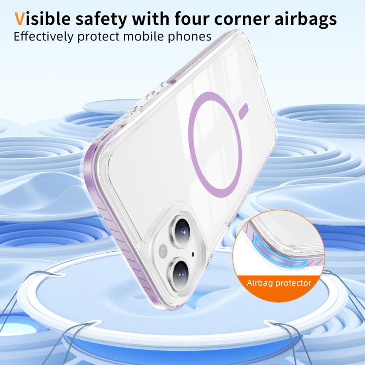 For iPhone 14 Plus Crystal Shield Clear Magnetic Acrylic Hybrid TPU Phone Case