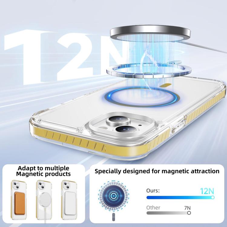 For iPhone 14 Plus Crystal Shield Clear Magnetic Acrylic Hybrid TPU Phone Case
