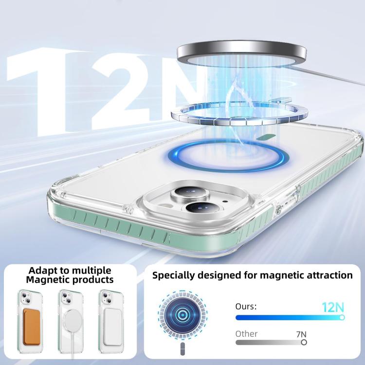 For iPhone 14 / 13 Crystal Shield Clear Magnetic Acrylic Hybrid TPU Phone Case