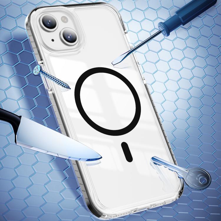 For iPhone 14 / 13 Crystal Shield Clear Magnetic Acrylic Hybrid TPU Phone Case