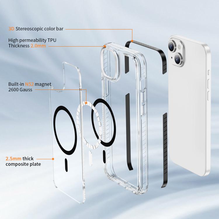 For iPhone 14 / 13 Crystal Shield Clear Magnetic Acrylic Hybrid TPU Phone Case