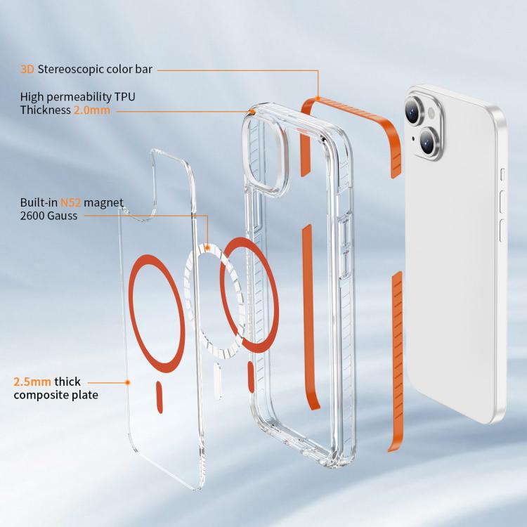 For iPhone 14 / 13 Crystal Shield Clear Magnetic Acrylic Hybrid TPU Phone Case