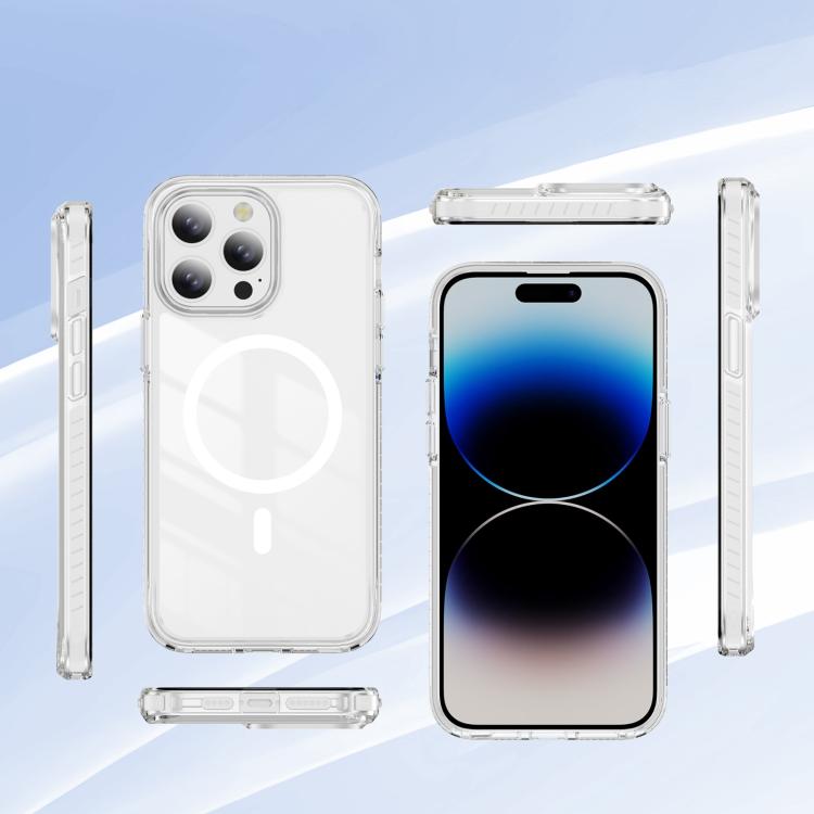 For iPhone 14 Pro Max Crystal Shield Clear Magnetic Acrylic Hybrid TPU Phone Case