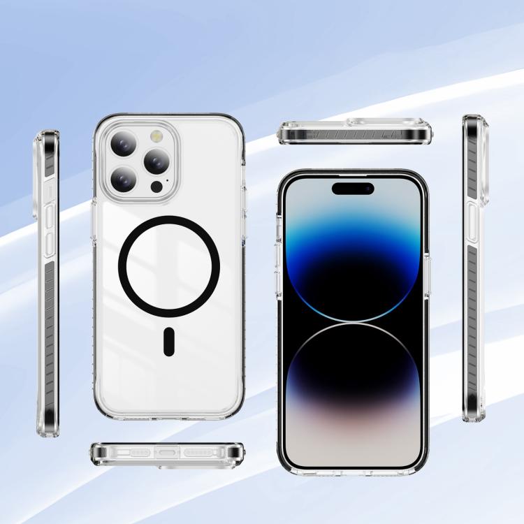 For iPhone 14 Pro Max Crystal Shield Clear Magnetic Acrylic Hybrid TPU Phone Case