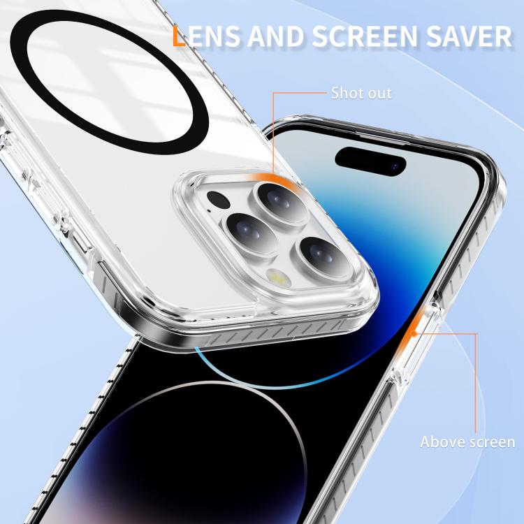 For iPhone 14 Pro Max Crystal Shield Clear Magnetic Acrylic Hybrid TPU Phone Case