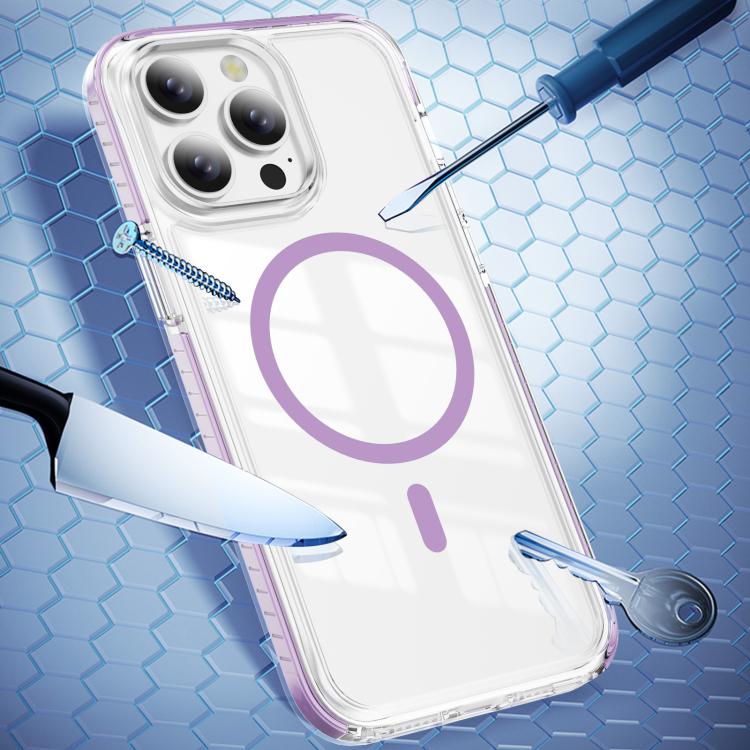 For iPhone 14 Pro Max Crystal Shield Clear Magnetic Acrylic Hybrid TPU Phone Case