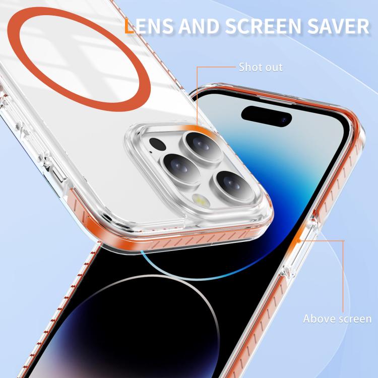 For iPhone 14 Pro Max Crystal Shield Clear Magnetic Acrylic Hybrid TPU Phone Case