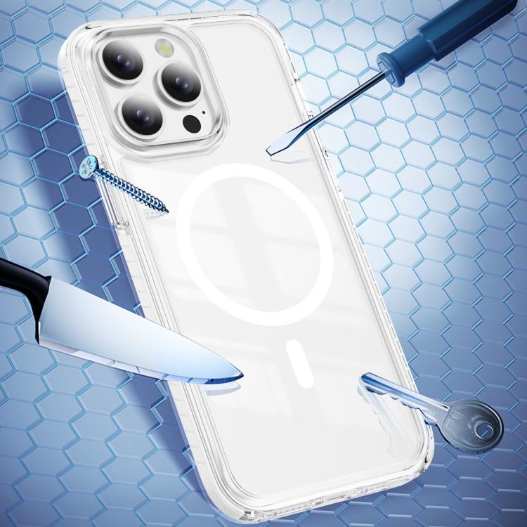 For iPhone 14 Pro Crystal Shield Clear Magnetic Acrylic Hybrid TPU Phone Case