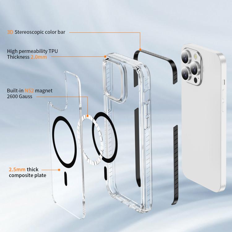 For iPhone 14 Pro Crystal Shield Clear Magnetic Acrylic Hybrid TPU Phone Case