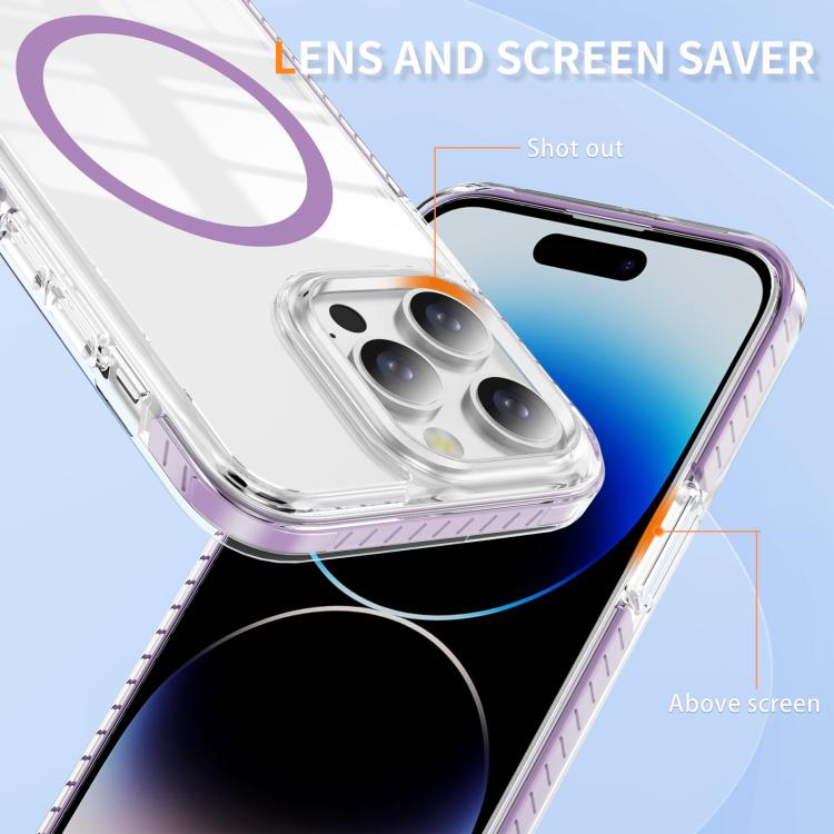 For iPhone 14 Pro Crystal Shield Clear Magnetic Acrylic Hybrid TPU Phone Case