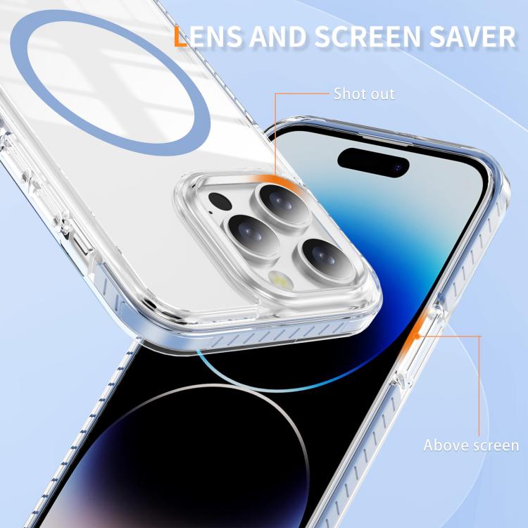 For iPhone 14 Pro Crystal Shield Clear Magnetic Acrylic Hybrid TPU Phone Case