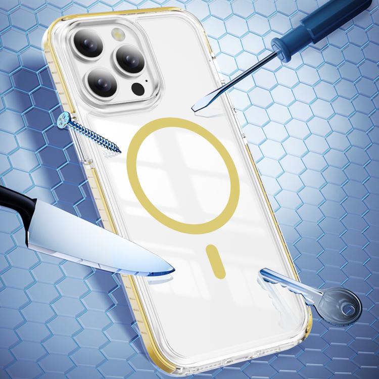 For iPhone 14 Pro Crystal Shield Clear Magnetic Acrylic Hybrid TPU Phone Case
