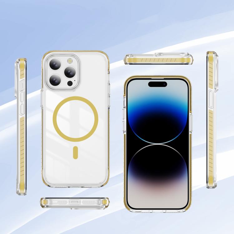 For iPhone 14 Pro Crystal Shield Clear Magnetic Acrylic Hybrid TPU Phone Case