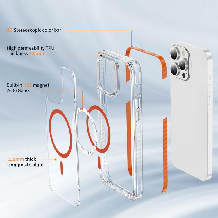 For iPhone 14 Pro Crystal Shield Clear Magnetic Acrylic Hybrid TPU Phone Case