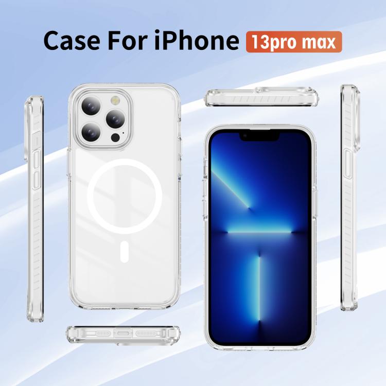 For iPhone 13 Pro Max Crystal Shield Clear Magnetic Acrylic Hybrid TPU Phone Case