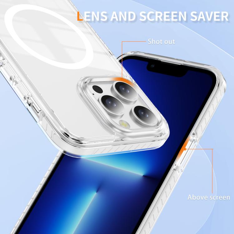 For iPhone 13 Pro Max Crystal Shield Clear Magnetic Acrylic Hybrid TPU Phone Case