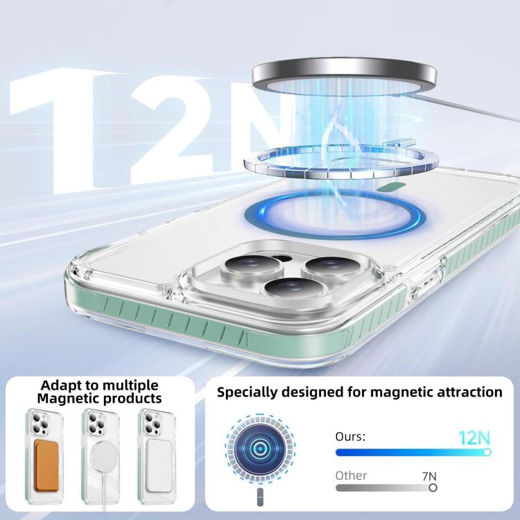 For iPhone 13 Pro Max Crystal Shield Clear Magnetic Acrylic Hybrid TPU Phone Case