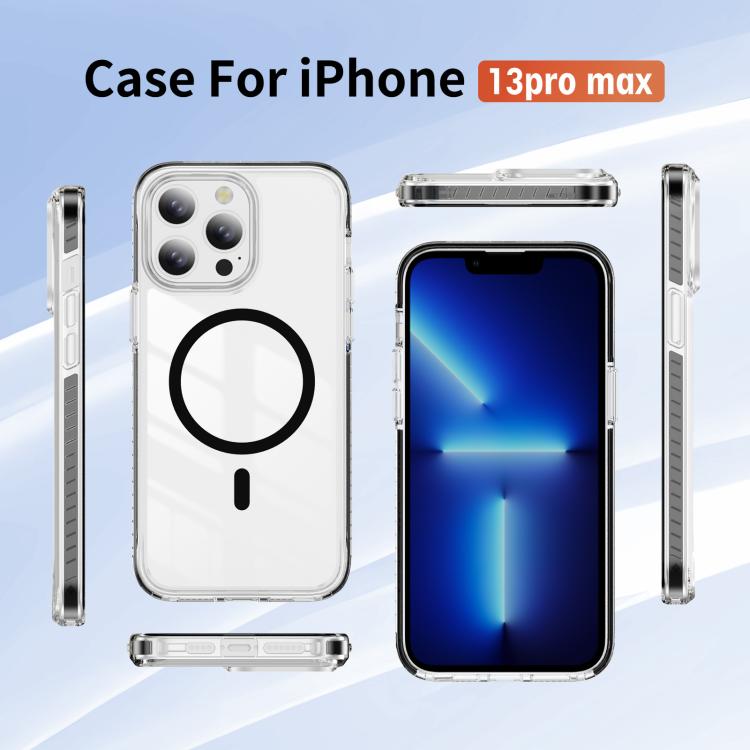 For iPhone 13 Pro Max Crystal Shield Clear Magnetic Acrylic Hybrid TPU Phone Case