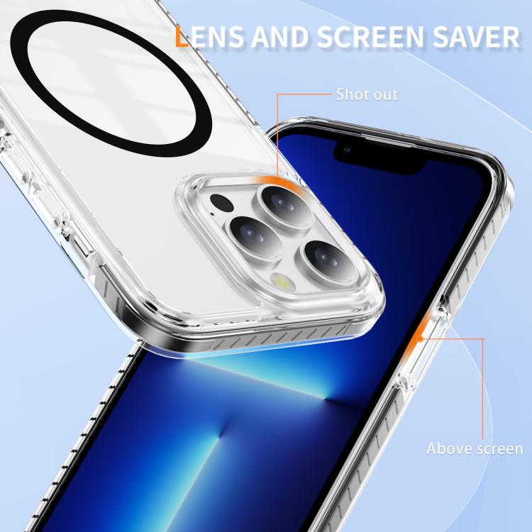 For iPhone 13 Pro Max Crystal Shield Clear Magnetic Acrylic Hybrid TPU Phone Case