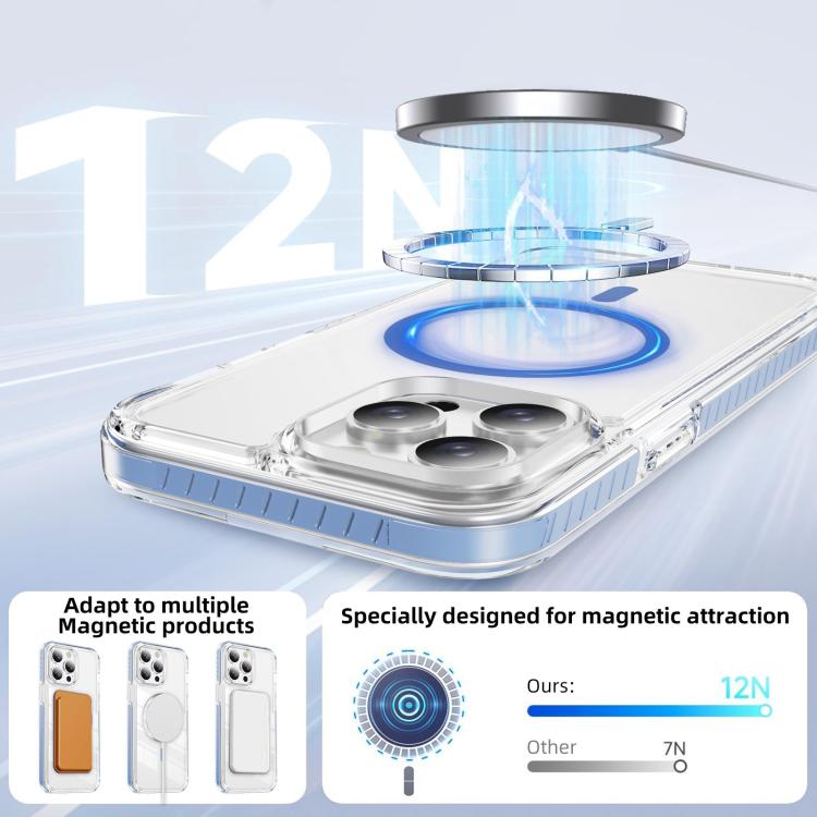 For iPhone 13 Pro Max Crystal Shield Clear Magnetic Acrylic Hybrid TPU Phone Case