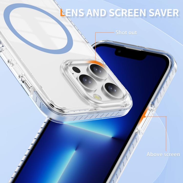 For iPhone 13 Pro Max Crystal Shield Clear Magnetic Acrylic Hybrid TPU Phone Case