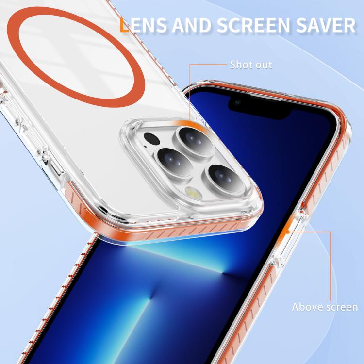 For iPhone 13 Pro Max Crystal Shield Clear Magnetic Acrylic Hybrid TPU Phone Case
