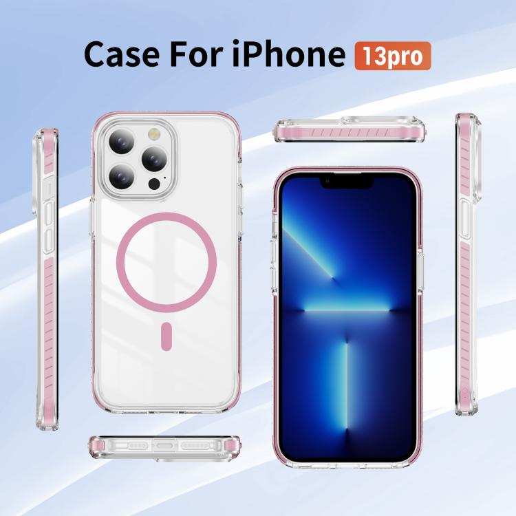 For iPhone 13 Pro Crystal Shield Clear Magnetic Acrylic Hybrid TPU Phone Case