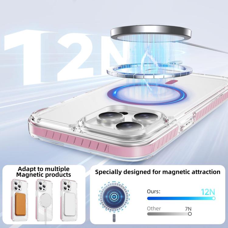 For iPhone 13 Pro Crystal Shield Clear Magnetic Acrylic Hybrid TPU Phone Case