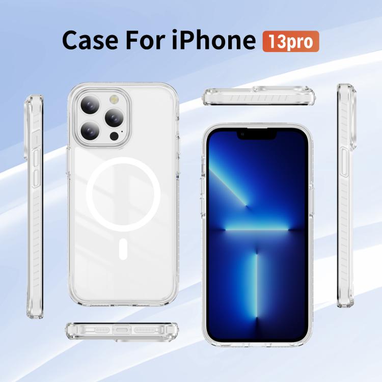 For iPhone 13 Pro Crystal Shield Clear Magnetic Acrylic Hybrid TPU Phone Case