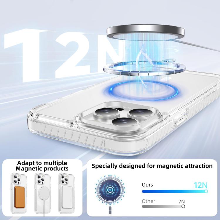 For iPhone 13 Pro Crystal Shield Clear Magnetic Acrylic Hybrid TPU Phone Case