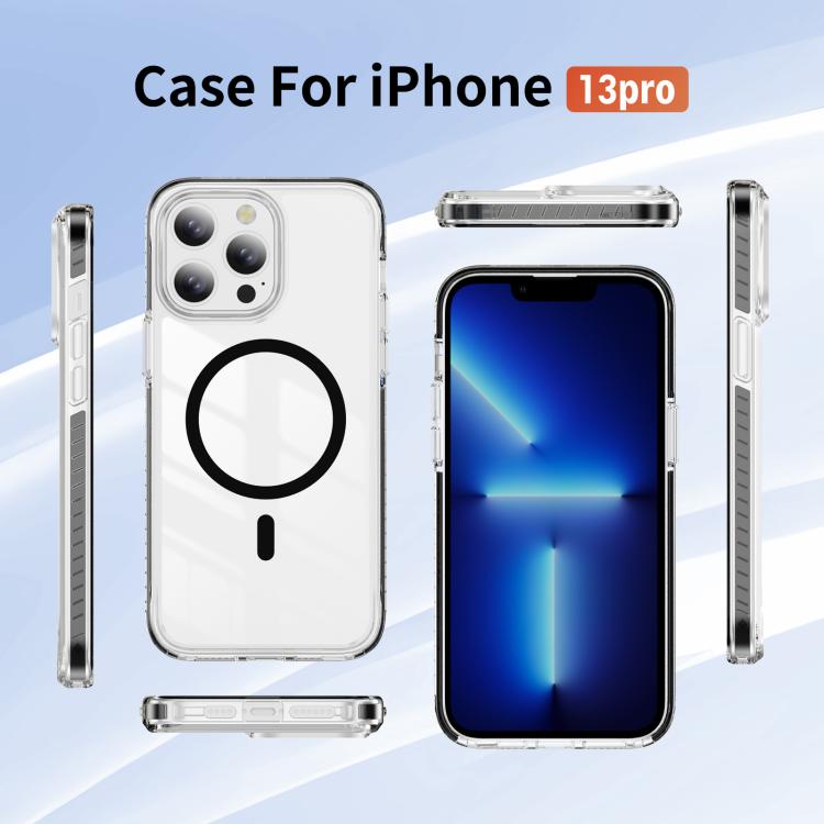 For iPhone 13 Pro Crystal Shield Clear Magnetic Acrylic Hybrid TPU Phone Case