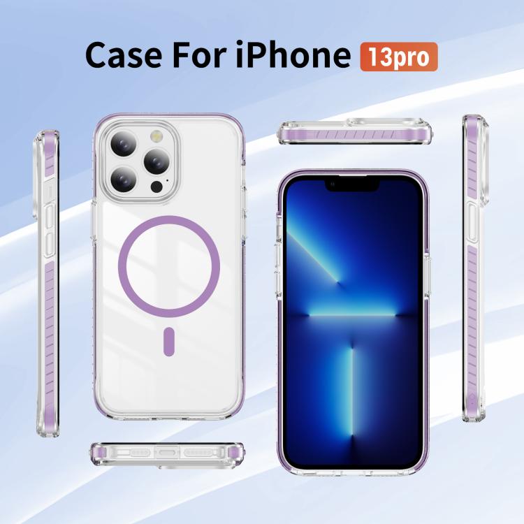 For iPhone 13 Pro Crystal Shield Clear Magnetic Acrylic Hybrid TPU Phone Case