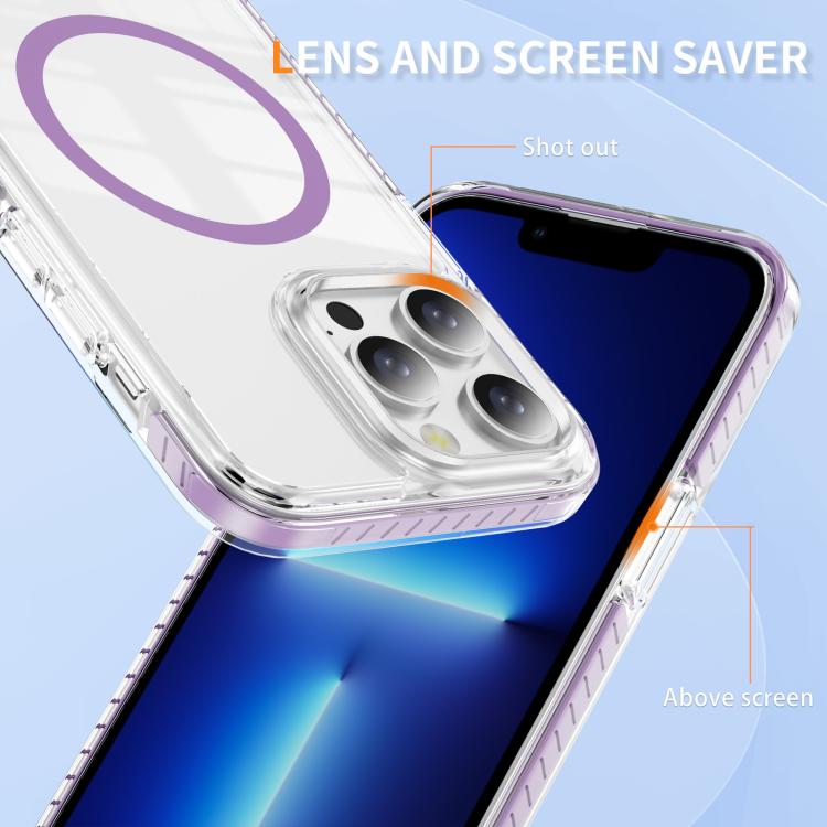 For iPhone 13 Pro Crystal Shield Clear Magnetic Acrylic Hybrid TPU Phone Case