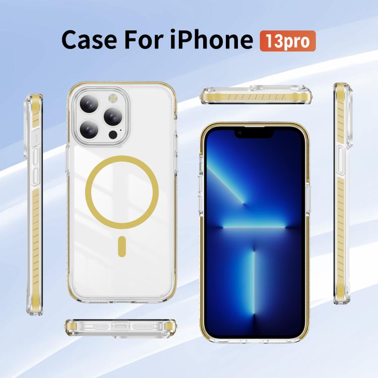 For iPhone 13 Pro Crystal Shield Clear Magnetic Acrylic Hybrid TPU Phone Case