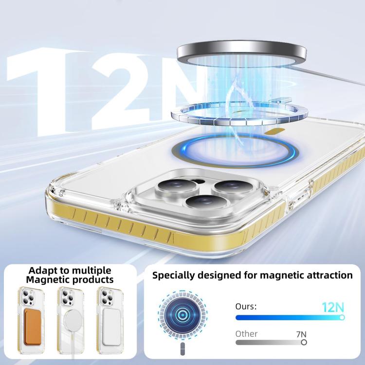 For iPhone 13 Pro Crystal Shield Clear Magnetic Acrylic Hybrid TPU Phone Case