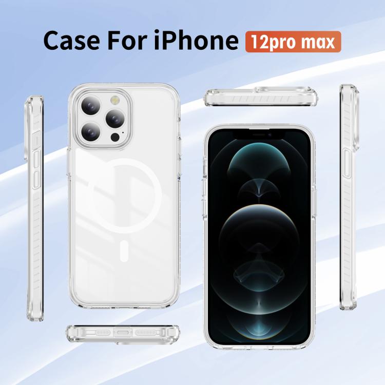 For iPhone 12 Pro Max Crystal Shield Clear Magnetic Acrylic Hybrid TPU Phone Case