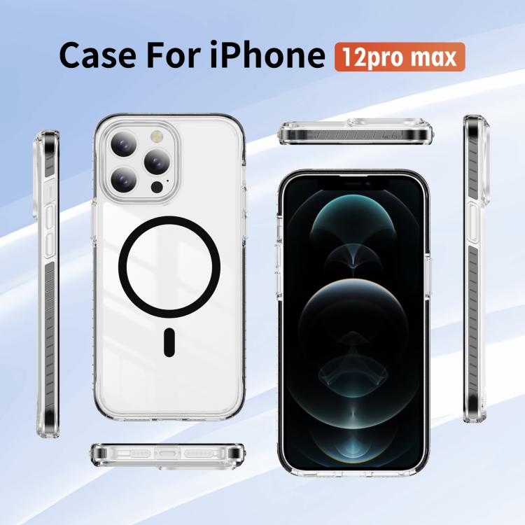 For iPhone 12 Pro Max Crystal Shield Clear Magnetic Acrylic Hybrid TPU Phone Case