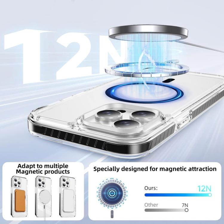 For iPhone 12 Pro Max Crystal Shield Clear Magnetic Acrylic Hybrid TPU Phone Case