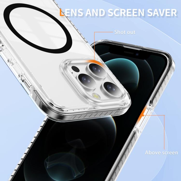 For iPhone 12 Pro Max Crystal Shield Clear Magnetic Acrylic Hybrid TPU Phone Case