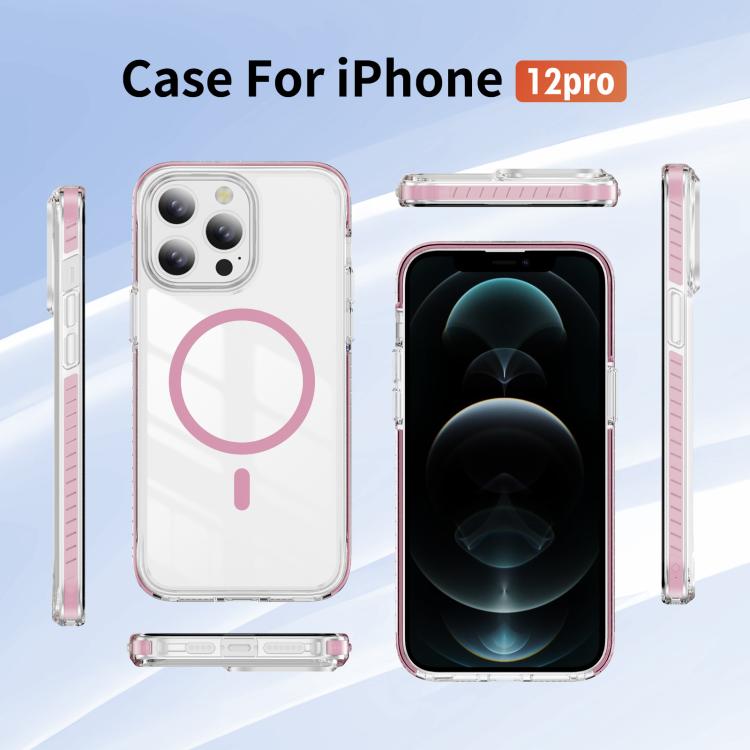 For iPhone 12 / 12 Pro Crystal Shield Clear Magnetic Acrylic Hybrid TPU Phone Case