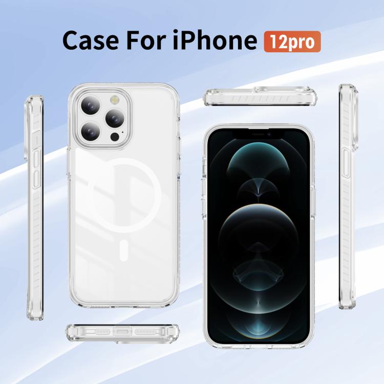 For iPhone 12 / 12 Pro Crystal Shield Clear Magnetic Acrylic Hybrid TPU Phone Case