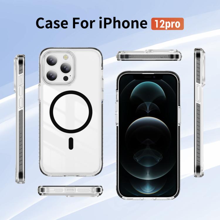 For iPhone 12 / 12 Pro Crystal Shield Clear Magnetic Acrylic Hybrid TPU Phone Case