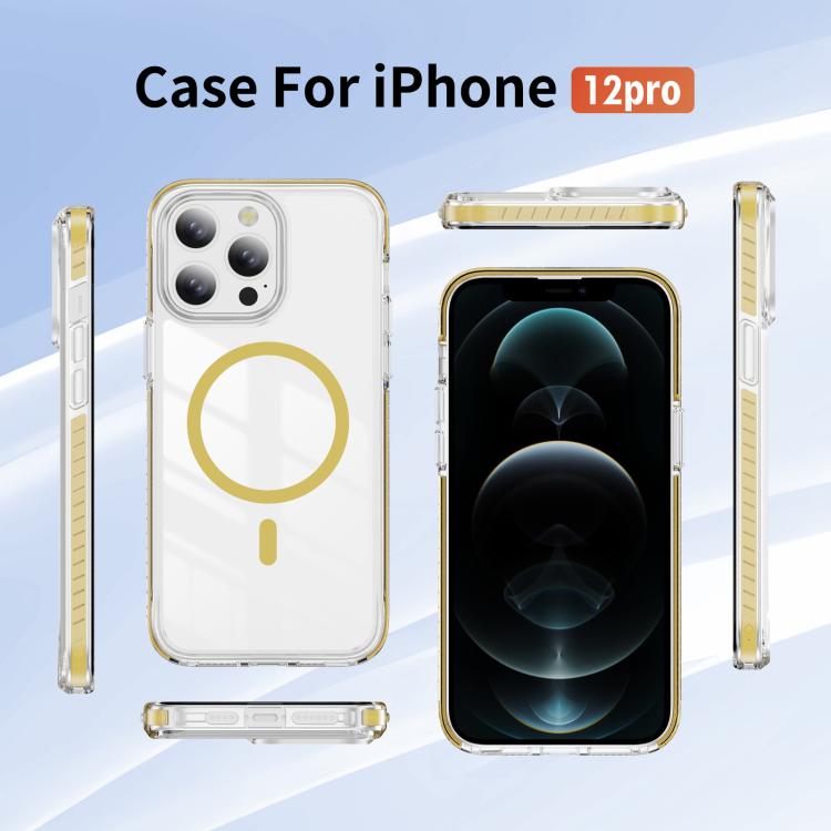 For iPhone 12 / 12 Pro Crystal Shield Clear Magnetic Acrylic Hybrid TPU Phone Case