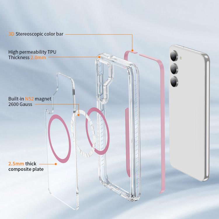 For Samsung Galaxy S23 5G Crystal Shield Clear Magnetic Acrylic Hybrid TPU Phone Case