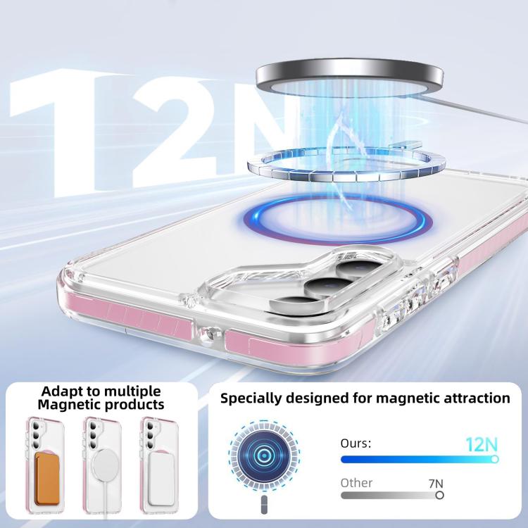 For Samsung Galaxy S23 5G Crystal Shield Clear Magnetic Acrylic Hybrid TPU Phone Case