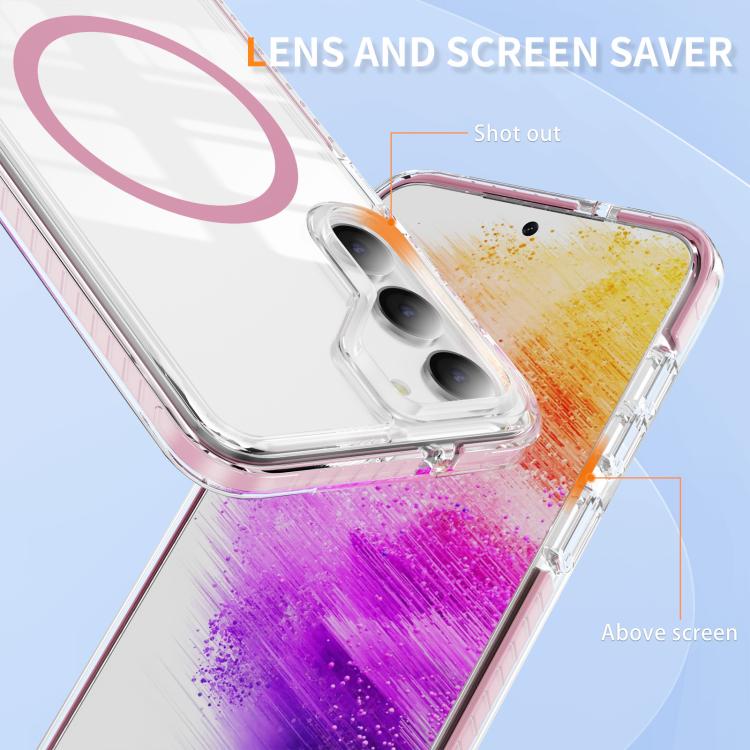 For Samsung Galaxy S23 5G Crystal Shield Clear Magnetic Acrylic Hybrid TPU Phone Case