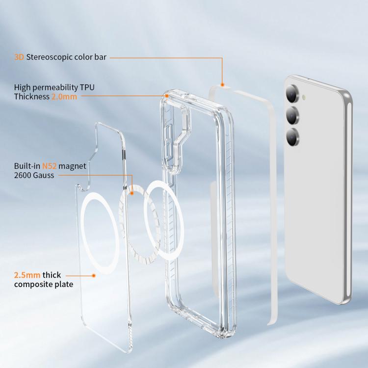 For Samsung Galaxy S23 5G Crystal Shield Clear Magnetic Acrylic Hybrid TPU Phone Case