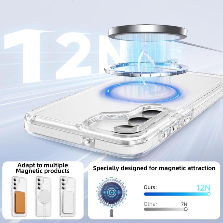 For Samsung Galaxy S23 5G Crystal Shield Clear Magnetic Acrylic Hybrid TPU Phone Case