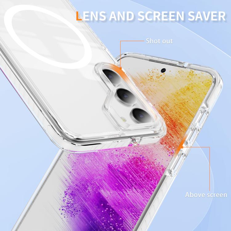 For Samsung Galaxy S23 5G Crystal Shield Clear Magnetic Acrylic Hybrid TPU Phone Case