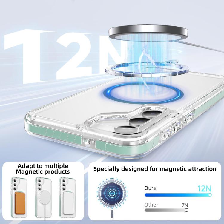 For Samsung Galaxy S23 5G Crystal Shield Clear Magnetic Acrylic Hybrid TPU Phone Case